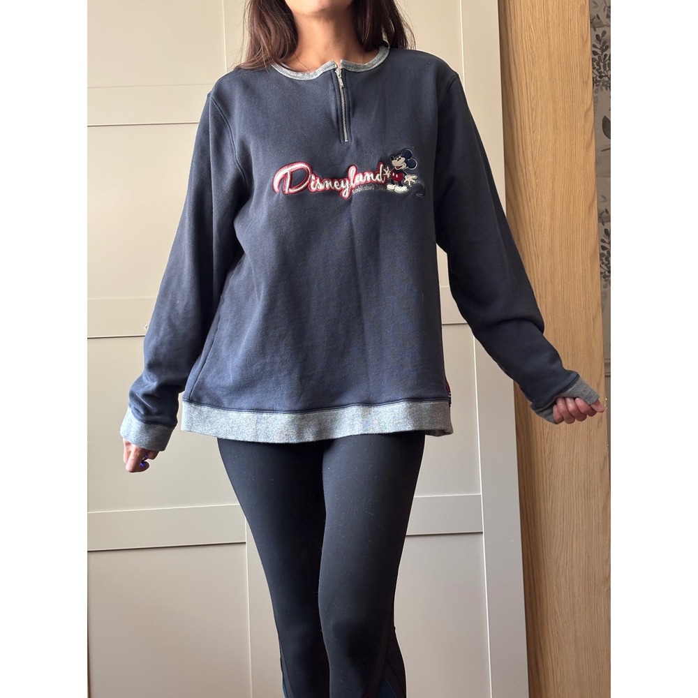 Disneyland Resort Mickey Mouse Quarter Zip Sweatshirt Navy Blue XL